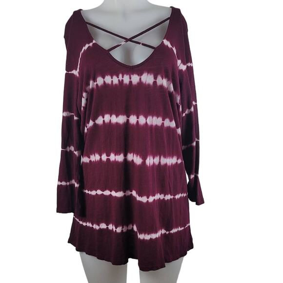 Torrid Magenta Tie Dye Criss Cross Lightweight Summer Fall Spring Front Top 2/2x - Picture 1 of 4